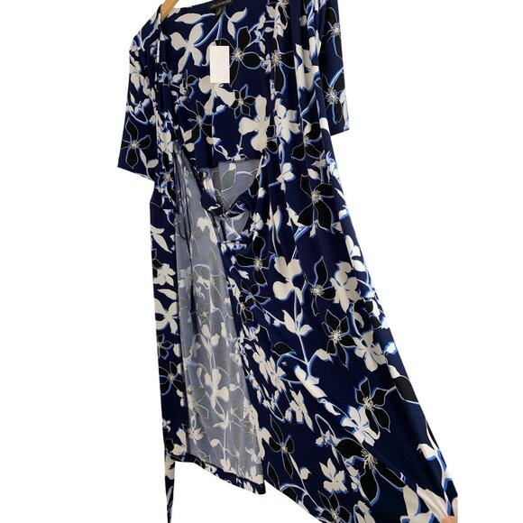 A Pea In The Pod Floral Maternity Wrap Dress Size M Blue Jersey 70508 8041 - Picture 6 of 11